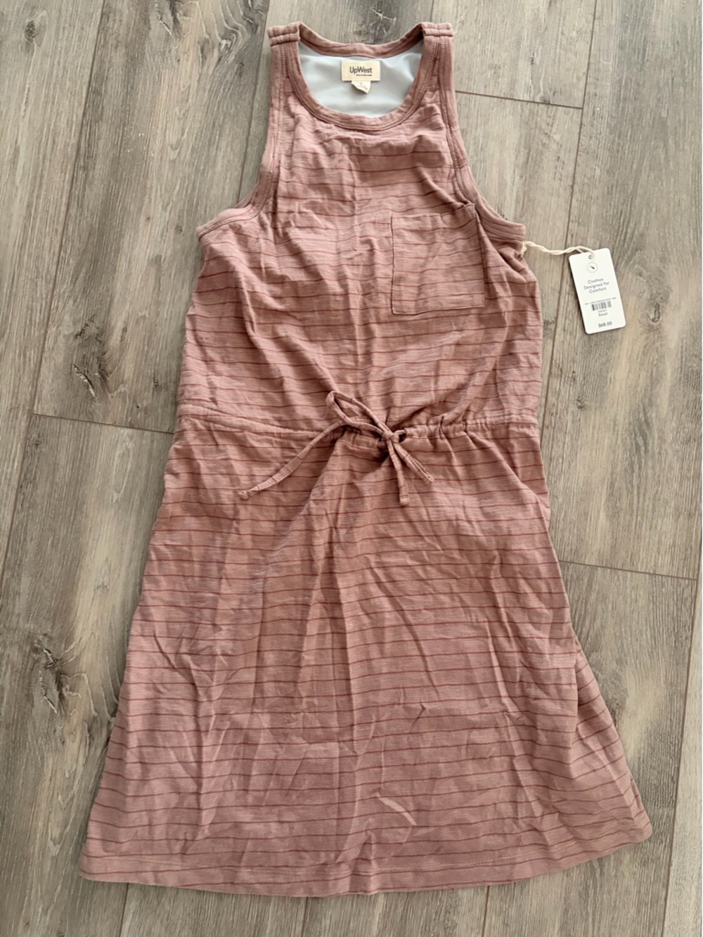 Mauve Pink Drawstring Waist Sleeveless Dress